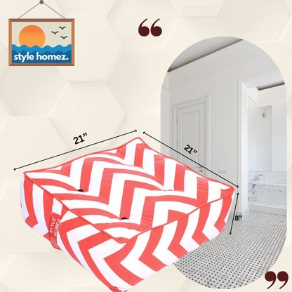 Style Homez Premium Cotton Canvas Square Floor Cushion, Stripes Printed Large Size with Cotton Filling