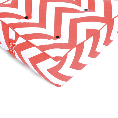 Style Homez Premium Cotton Canvas Square Floor Cushion, Stripes Printed Large Size with Cotton Filling
