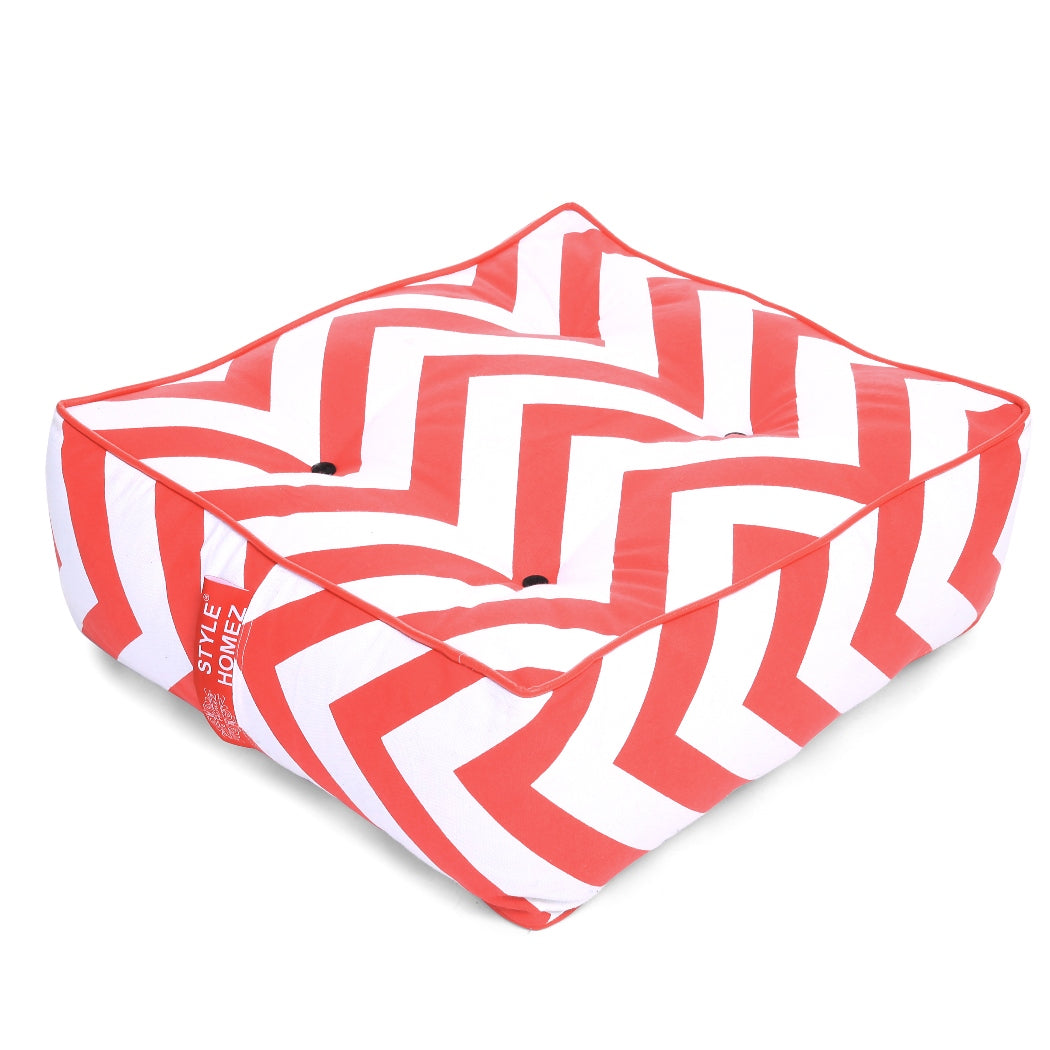 Style Homez Premium Cotton Canvas Square Floor Cushion, Stripes Printed Large Size with Cotton Filling