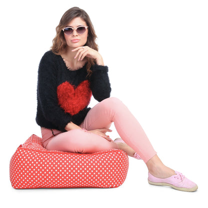 Style Homez Premium Cotton Canvas Square Floor Cushion, Star Printed Large Size with Cotton Filling