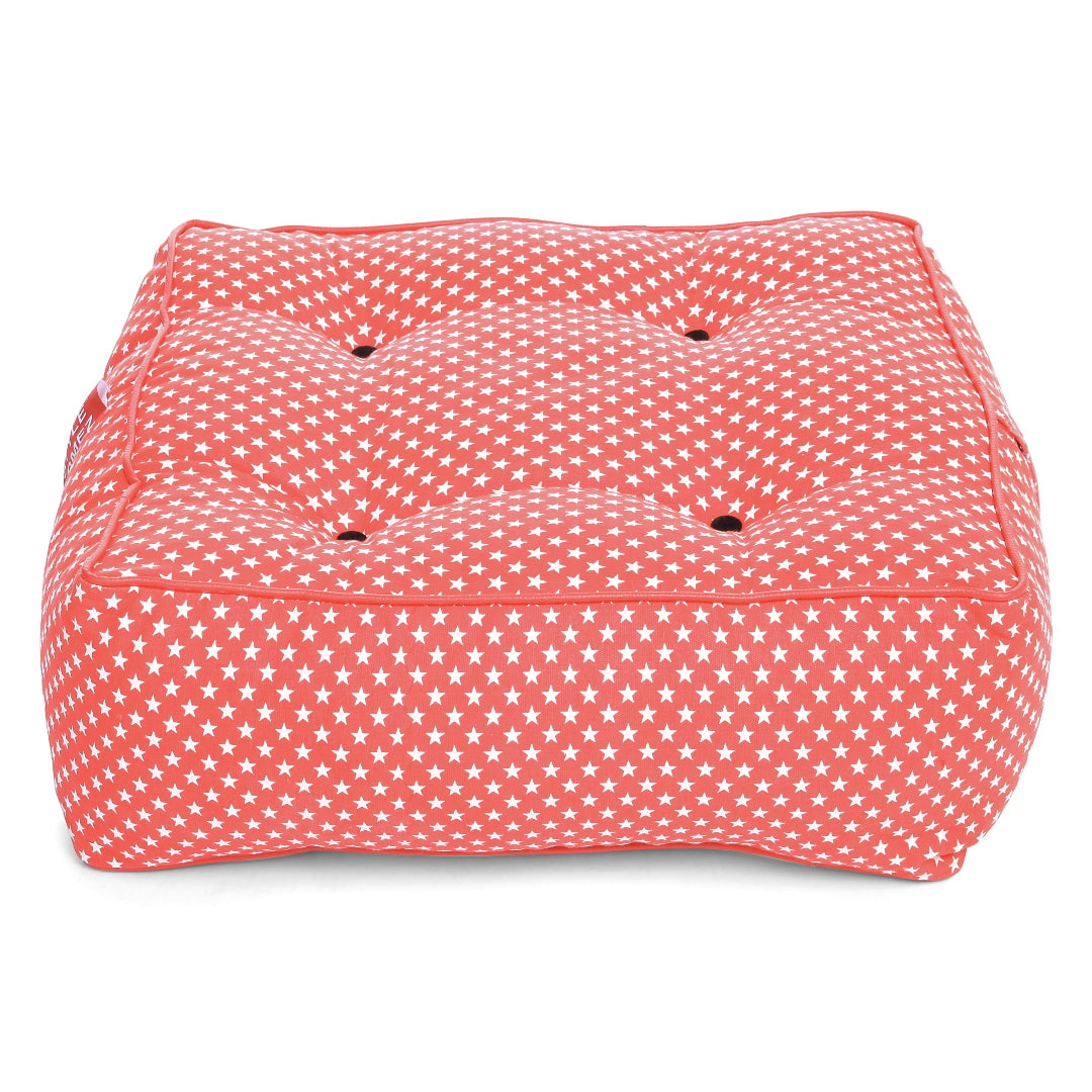 Style Homez Premium Cotton Canvas Square Floor Cushion, Star Printed Large Size with Cotton Filling