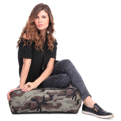 Style Homez Premium Cotton Canvas Square Floor Cushion, Camouflage Printed Large Size with Cotton Filling