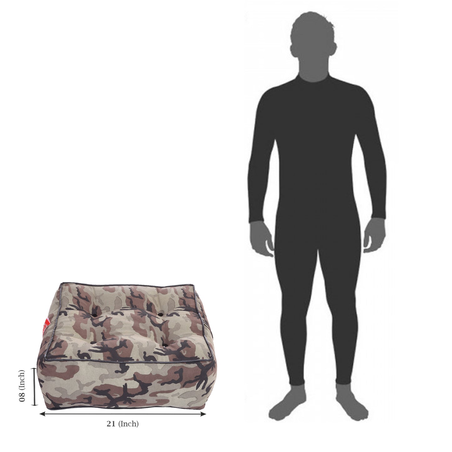 Style Homez Premium Cotton Canvas Square Floor Cushion, Camouflage Printed Large Size with Cotton Filling