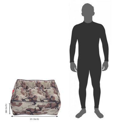Style Homez Premium Cotton Canvas Square Floor Cushion, Camouflage Printed Large Size with Cotton Filling