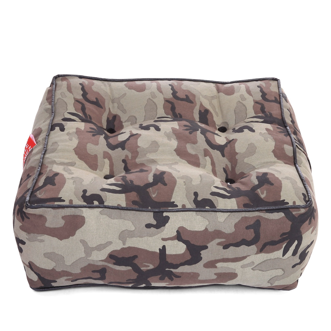Style Homez Premium Cotton Canvas Square Floor Cushion, Camouflage Printed Large Size with Cotton Filling