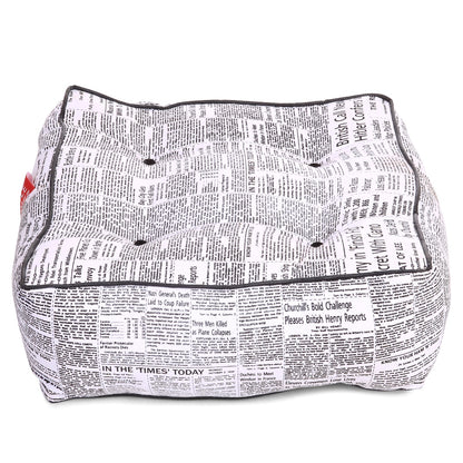 Style Homez Premium Cotton Canvas Square Floor Cushion, Newspaper Printed Large Size with Cotton Filling