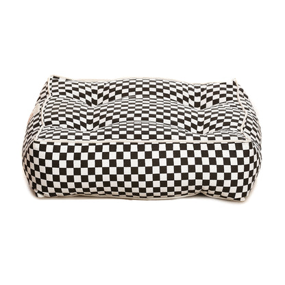 Style Homez Premium Cotton Canvas Square Floor Cushion, Checkered Printed Large Size with Cotton Filling