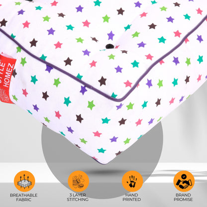 Style Homez Premium Cotton Canvas Square Floor Cushion, Star Printed Large Size with Cotton Filling