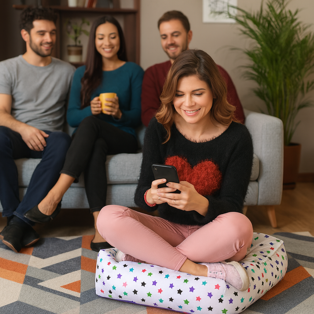 Style Homez Premium Cotton Canvas Square Floor Cushion, Star Printed Large Size with Cotton Filling