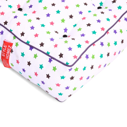 Style Homez Premium Cotton Canvas Square Floor Cushion, Star Printed Large Size with Cotton Filling