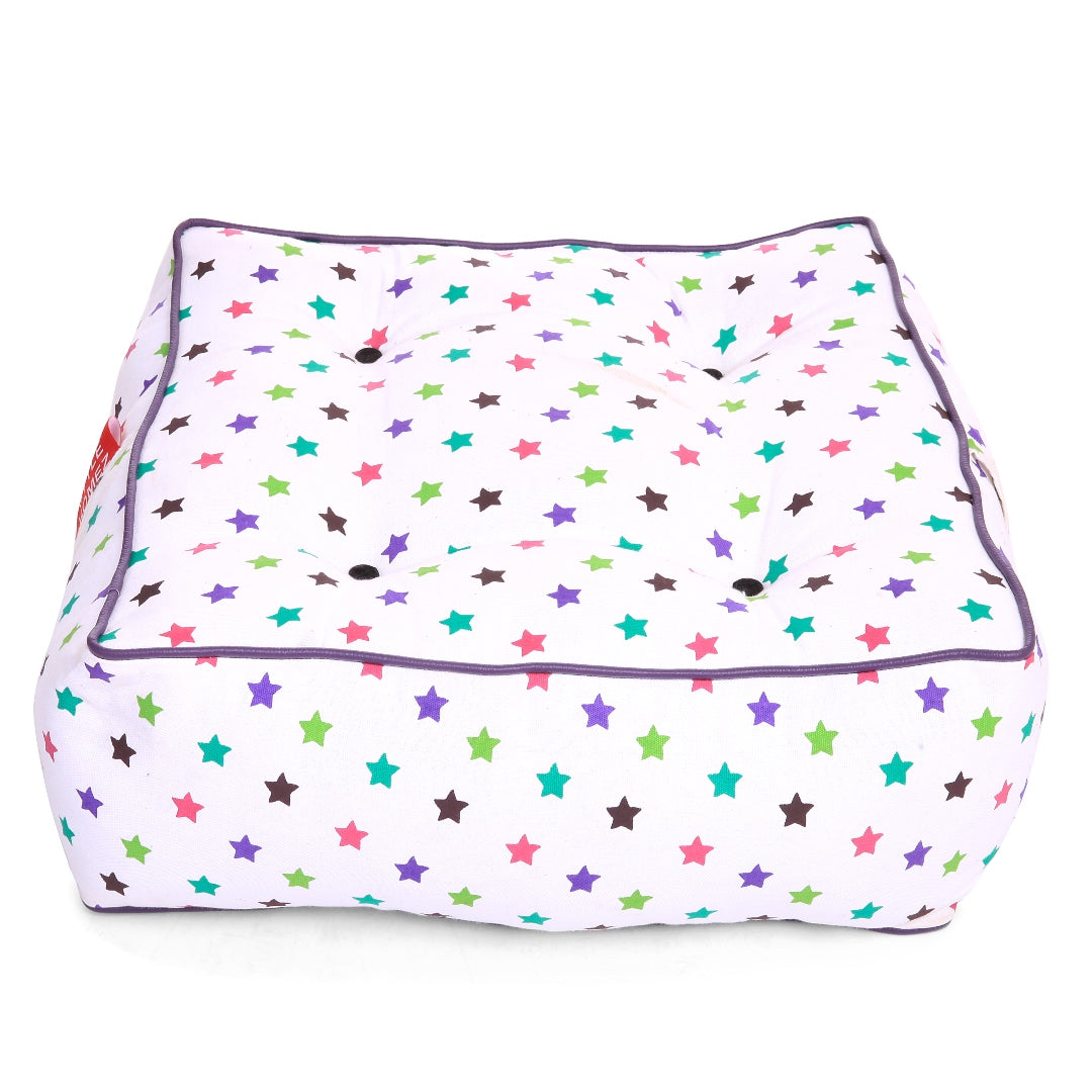Style Homez Premium Cotton Canvas Square Floor Cushion, Star Printed Large Size with Cotton Filling