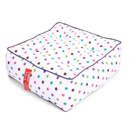 Style Homez Premium Cotton Canvas Square Floor Cushion, Star Printed Large Size with Cotton Filling