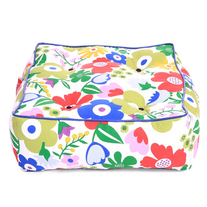 Style Homez Premium Cotton Canvas Square Floor Cushion, Floral Printed Large Size with Cotton Filling