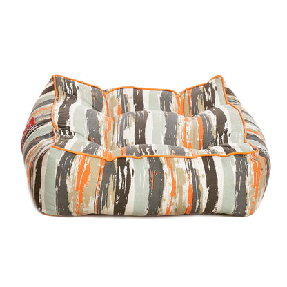 Style Homez Premium Cotton Canvas Square Floor Cushion, Stripes Printed Large Size with Cotton Filling