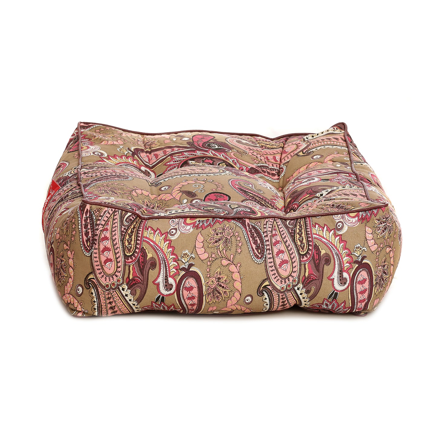 Style Homez  Premium Cotton Canvas Square Floor Cushion, Paisley Printed Large Size with Cotton Filling