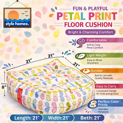 Style Homez  Premium Cotton Canvas Square Floor Cushion, Abstract Printed Large Size with Cotton Filling