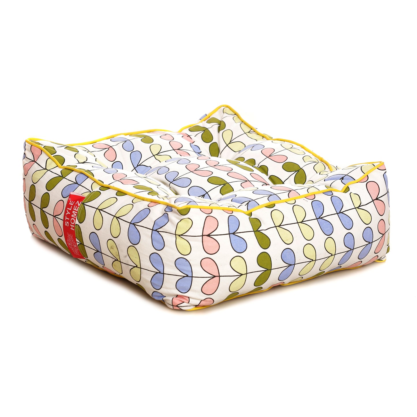 Style Homez  Premium Cotton Canvas Square Floor Cushion, Abstract Printed Large Size with Cotton Filling