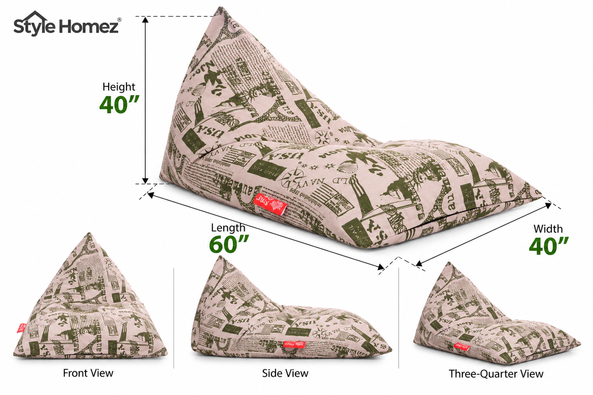 Style Homez PYRAMID LOUNGE, Cotton Canvas Abstract Printed Bean Bag XXL Size Cover Only