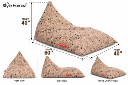 Style Homez PYRAMID LOUNGE, Cotton Canvas Abstract Printed Bean Bag XXL Size Filled with Beans Fillers