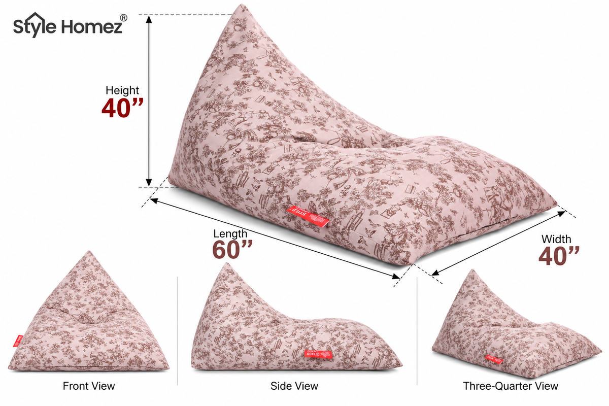 Style Homez PYRAMID LOUNGE, Cotton Canvas Abstract Printed Bean Bag XXL Size Filled with Beans Fillers