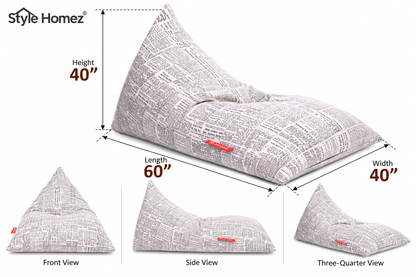 Style Homez PYRAMID LOUNGE, Cotton Canvas Newspaper Printed Bean Bag XXL Size Cover Only