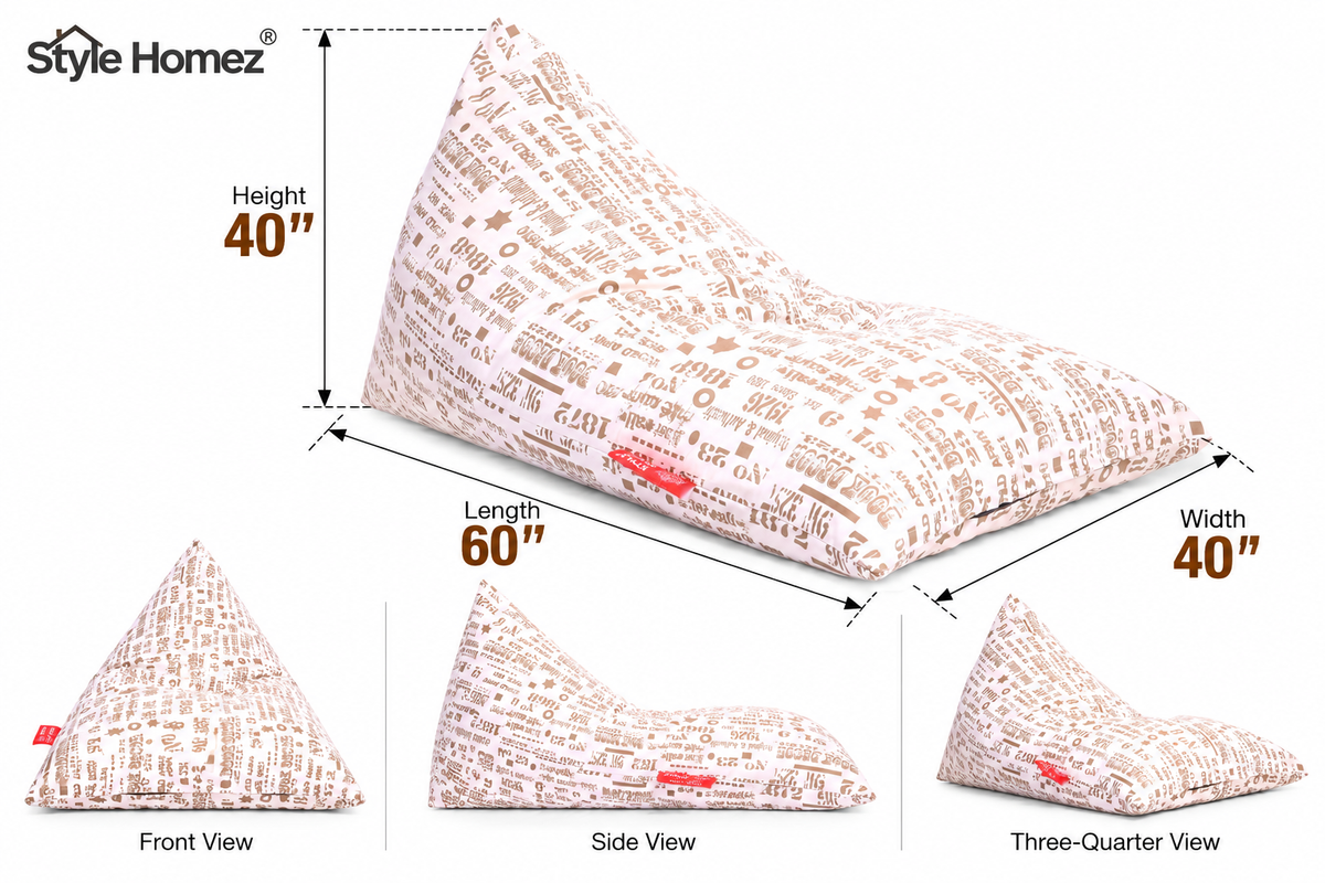 Style Homez PYRAMID LOUNGE, Cotton Canvas Abstract Printed Bean Bag XXL Size Filled with Beans Fillers