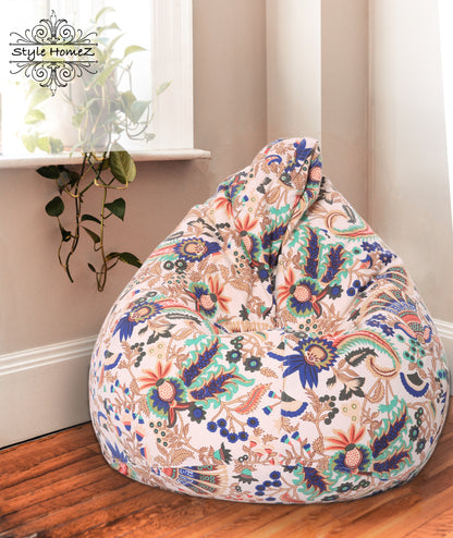 Style Homez CLASSIC BEAN BAG, Cotton Canvas Floral Printed, XL Size Cover Only