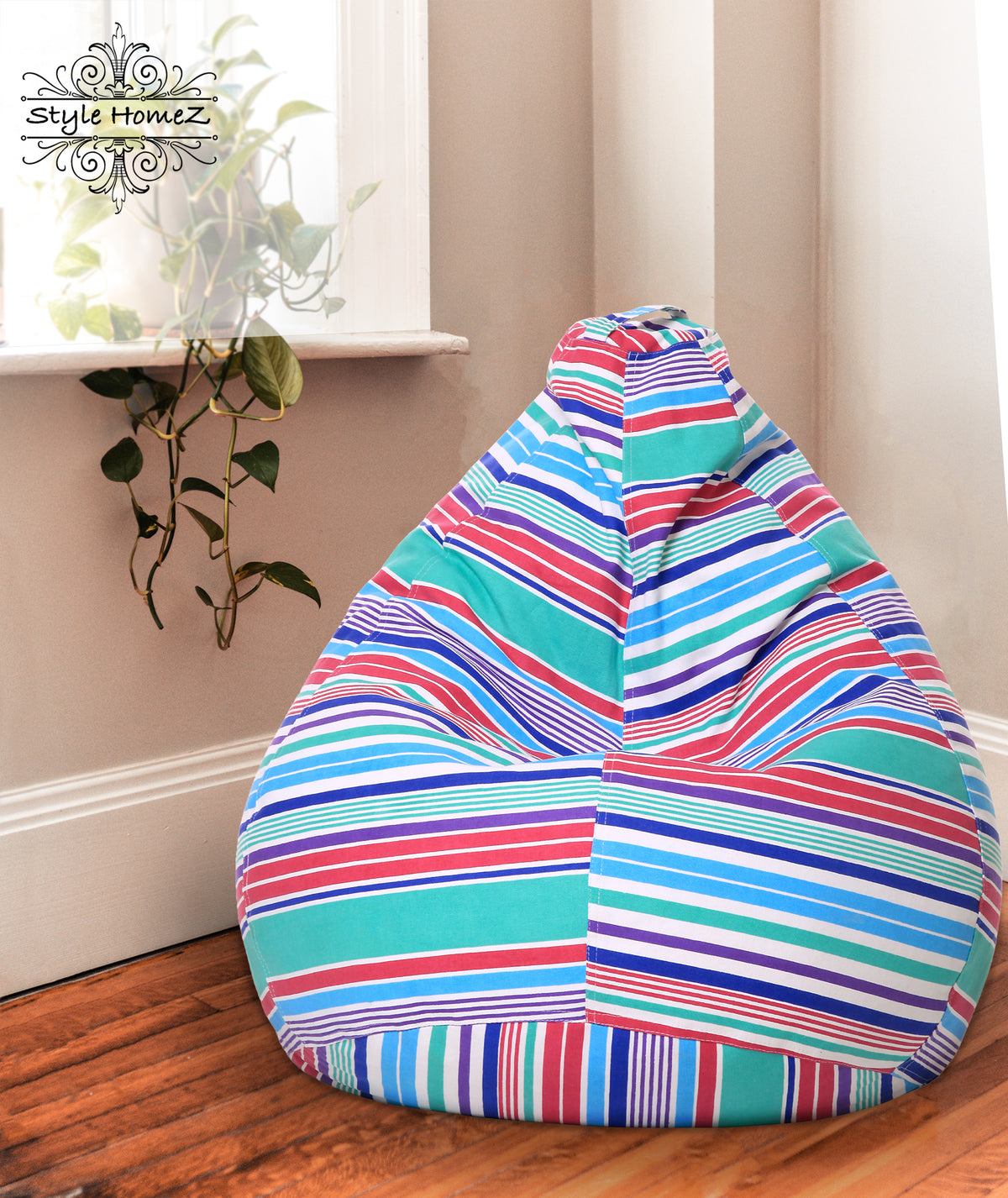 Style Homez CLASSIC BEAN BAG, Premium Cotton Canvas Stripes Printed, XL Size Cover Only