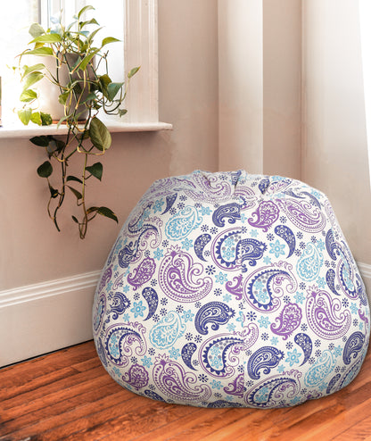 Style Homez Classic Premium Cotton Canvas Paisley Printed Bean BagXL Size Filled with Beans Fillers