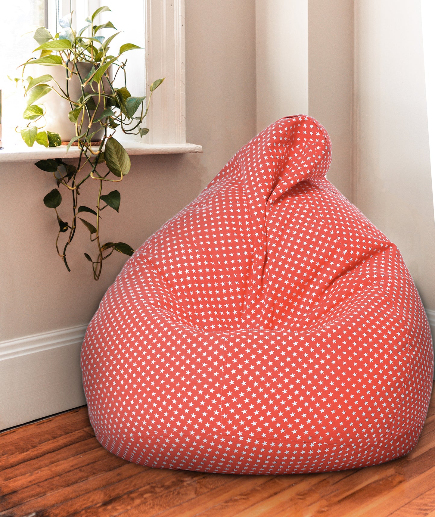 Style Homez Classic Premium Cotton Canvas Star Printed Bean Bag XL Size Filled with Beans Fillers