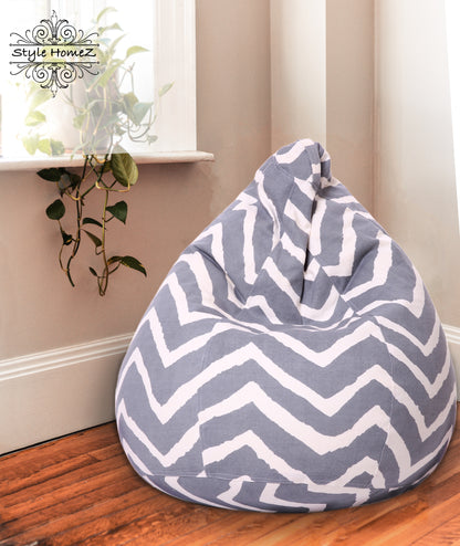 Style Homez Classic Premium Cotton Canvas Stripes Printed Bean Bag XL Size Filled with Beans Fillers