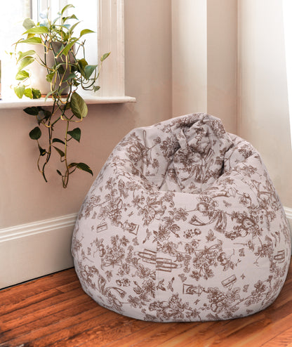 Style Homez Classic Premium Cotton Canvas Abstract Printed Bean Bag XL Size Filled with Beans Fillers