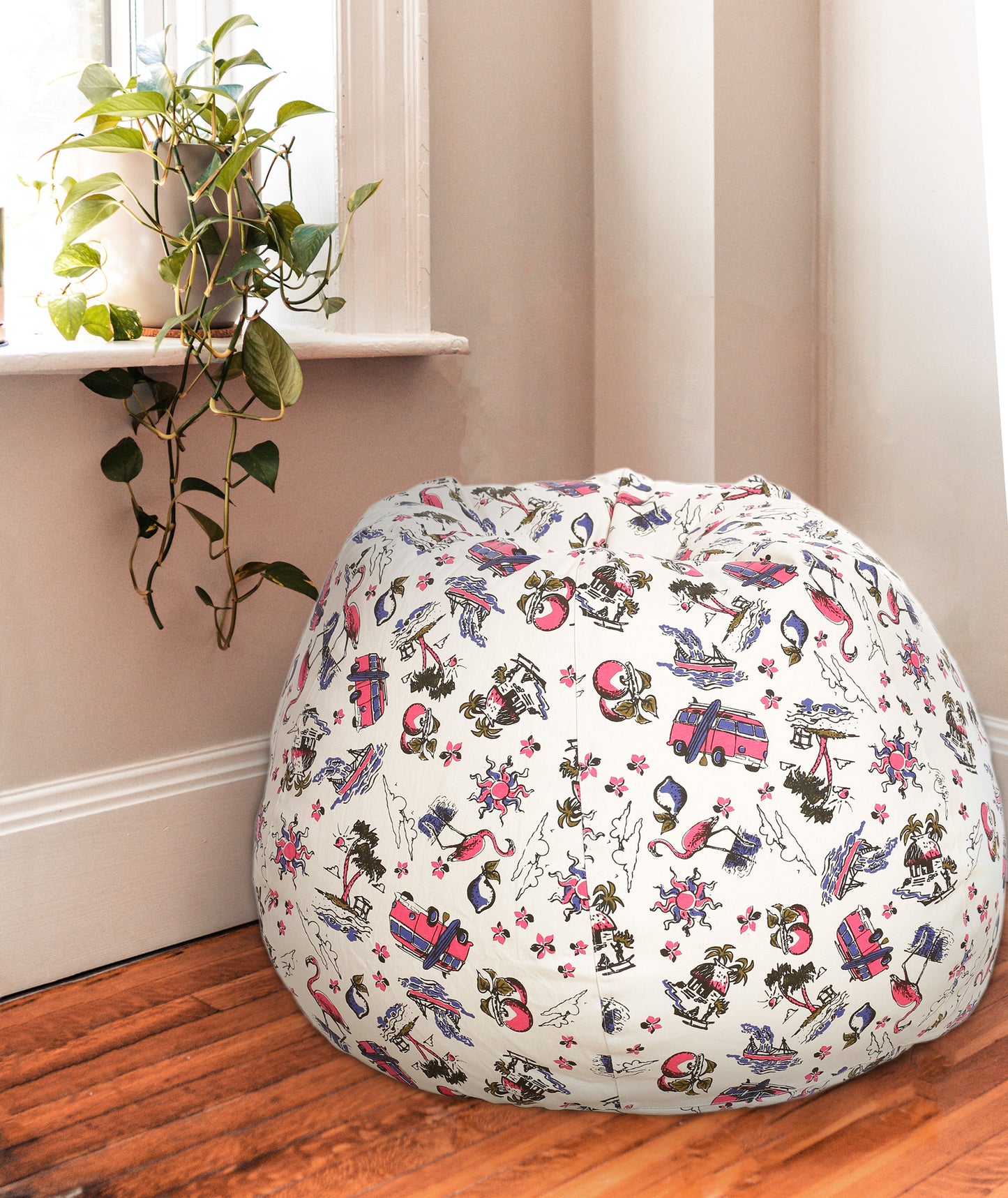 Style Homez Classic Premium Cotton Canvas Abstract Printed Bean Bag XL Size Filled with Beans Fillers