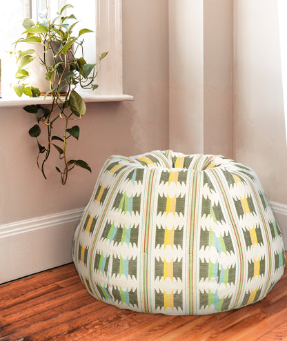 Style Homez Classic Premium Cotton Canvas IKAT Printed Bean Bag XL Size Filled with Beans Fillers