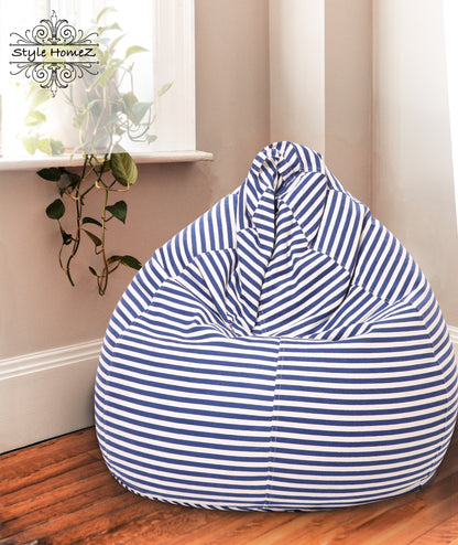 Style Homez Classic Premium Cotton Canvas Stripes Printed Bean Bag XL Size Filled with Beans Fillers