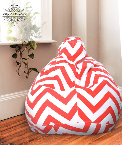 Style Homez Classic Premium Cotton Canvas Stripes Printed Bean Bag XL Size Filled with Beans Fillers